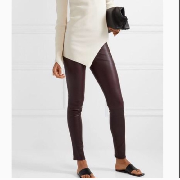 Women's Helmut‎ Lang Lamb Leather Leggings in Merlot Size 2 - Picture 1 of 8
